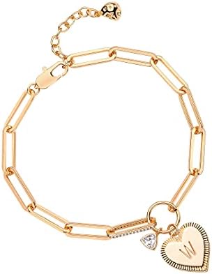 Bemoly Gold Bracelets for Women Dainty Initial Heart Paperclip Letter Bracelet Link Jewelry 14k Gold Plated Chunky Chain Friendship Bracelet Bemoly Gold Bracelets for Women Dainty Initial Heart Paperclip Letter Bracelet Link Jewelry 14k Gold Plated Chunky Chain Friendship Bracelet