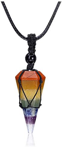 Memolome Healing Crystal Gemstone Necklace Pendant 6 Facet Reiki Hexagonal Pointed Dowsing Pendulum Divination Jewelry for Women Men Birthday Anniversary Valentine Gift Memolome Healing Crystal Gemstone Necklace Pendant 6 Facet Reiki Hexagonal Pointed Dowsing Pendulum Divination Jewelry for Women Men Birthday Anniversary Valentine Gift