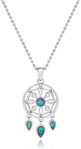 SILVERVOGUE JEWELRY18 inches, Pendant Necklace with Blue Opal Rhinestones for Ladies SILVERVOGUE JEWELRY18 inches, Pendant Necklace with Blue Opal Rhinestones for Ladies