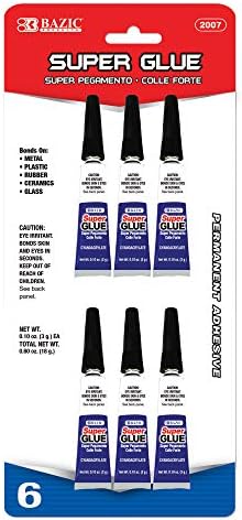 BAZIC Super Glue 3g/0.10 Oz, Small Tube Clear Adhesive Fluid Liquid Bonding for Office & Home Improvement (6/Pack), 1-Pack BAZIC Super Glue 3g/0.10 Oz, Small Tube Clear Adhesive Fluid Liquid Bonding for Office & Home Improvement (6/Pack), 1-Pack