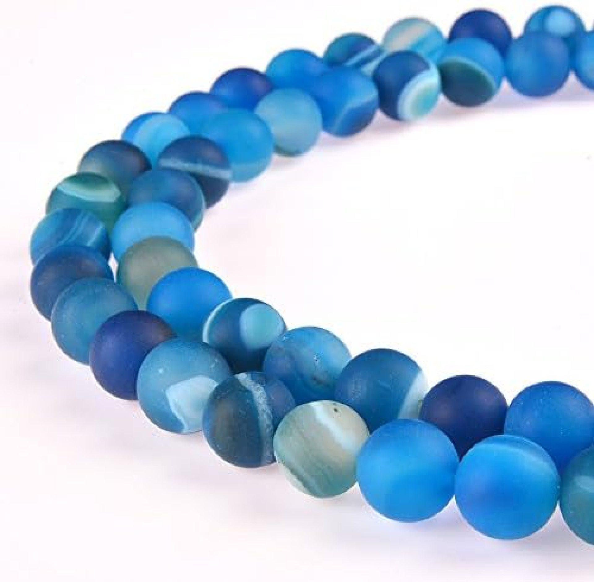 PLTbeads Gorgeous Blue Stripe Agate Natural Gemstone Loose Beads 8mm Matte Round Approxi 15.5 inch DIY Bracelet Necklace For Jewelry Making PLTbeads Gorgeous Blue Stripe Agate Natural Gemstone Loose Beads 8mm Matte Round Approxi 15.5 inch DIY Bracelet Necklace For Jewelry Making