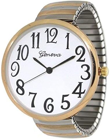 Geneva Super Large Stretch Watch Clear Number Easy Read (Two Tone) Geneva Super Large Stretch Watch Clear Number Easy Read (Two Tone)