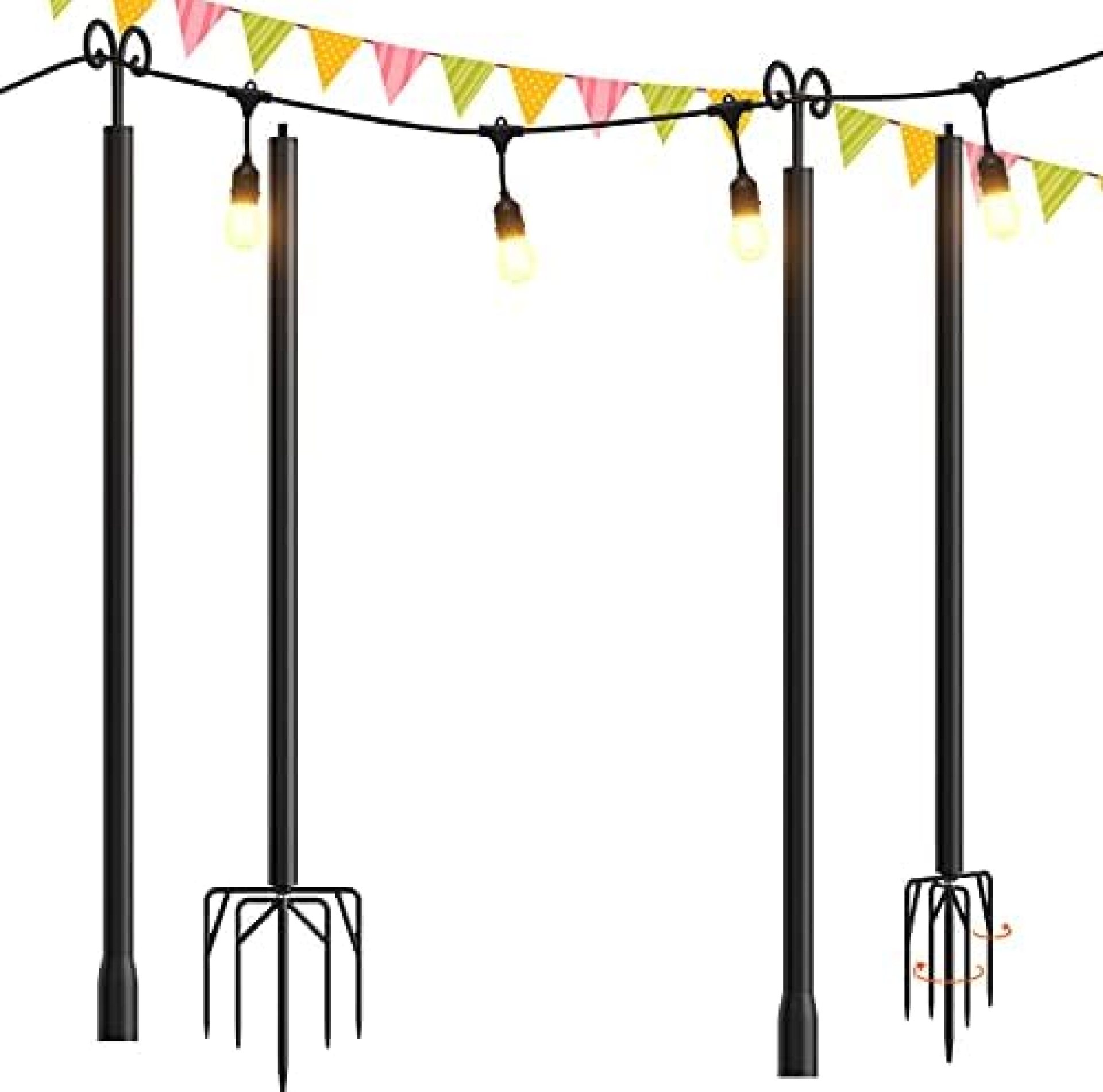 addlon 2 Pack String Lights Poles for Outdoors (2X 10ft), Heavy Duty Designed to Use Year-Round for Your Garden, Patio, Wedding, Party, Birthday Decorations-Black addlon 2 Pack String Lights Poles for Outdoors (2X 10ft), Heavy Duty Designed to Use Year-Round for Your Garden, Patio, Wedding, Party, Birthday Decorations-Black