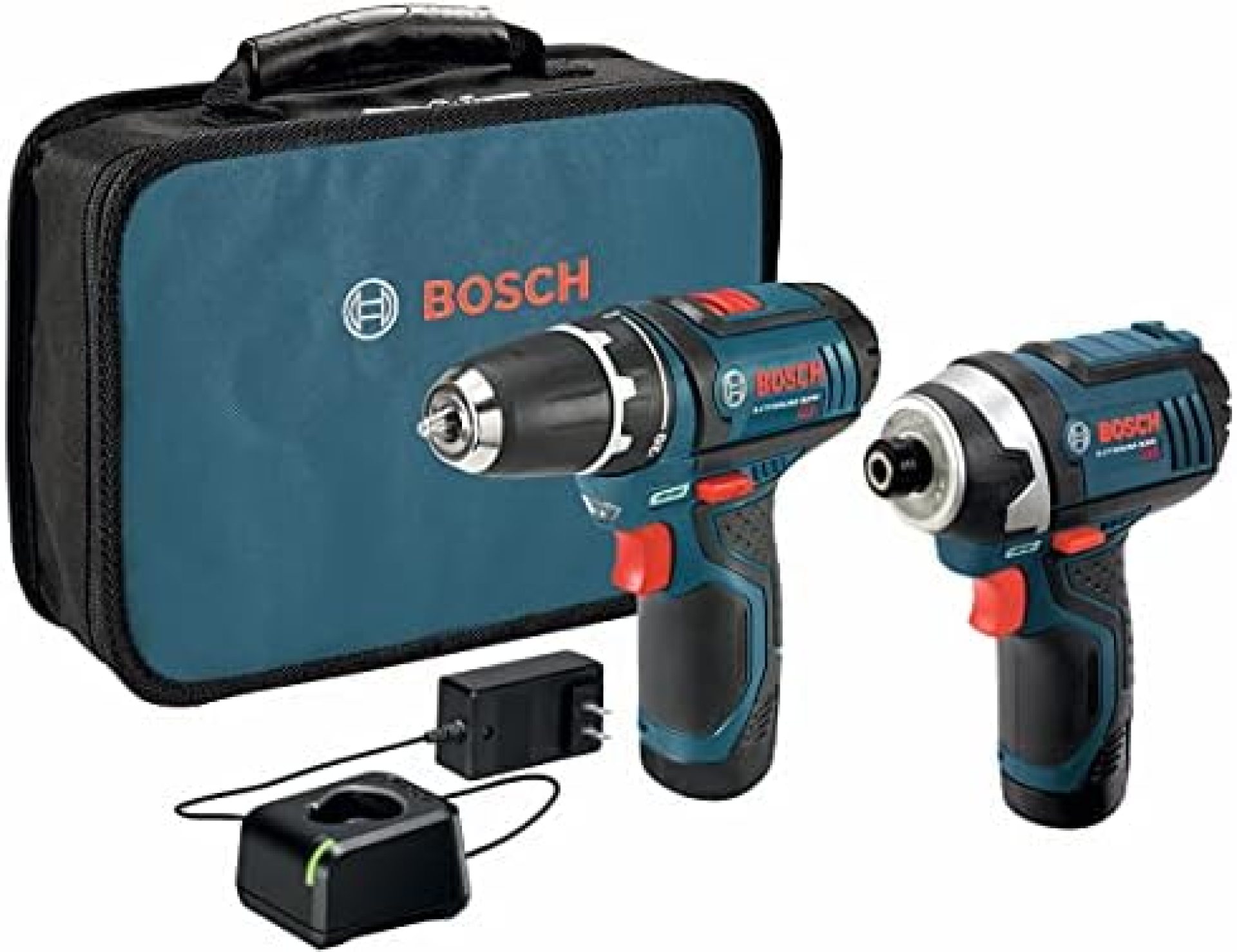 BOSCH Power Tools Combo Kit CLPK22-120 – 12-Volt Cordless Tool Set (Drill/Driver and Impact Driver) with 2 Batteries, Charger and Case , Blue BOSCH Power Tools Combo Kit CLPK22-120 – 12-Volt Cordless Tool Set (Drill/Driver and Impact Driver) with 2 Batteries, Charger and Case , Blue