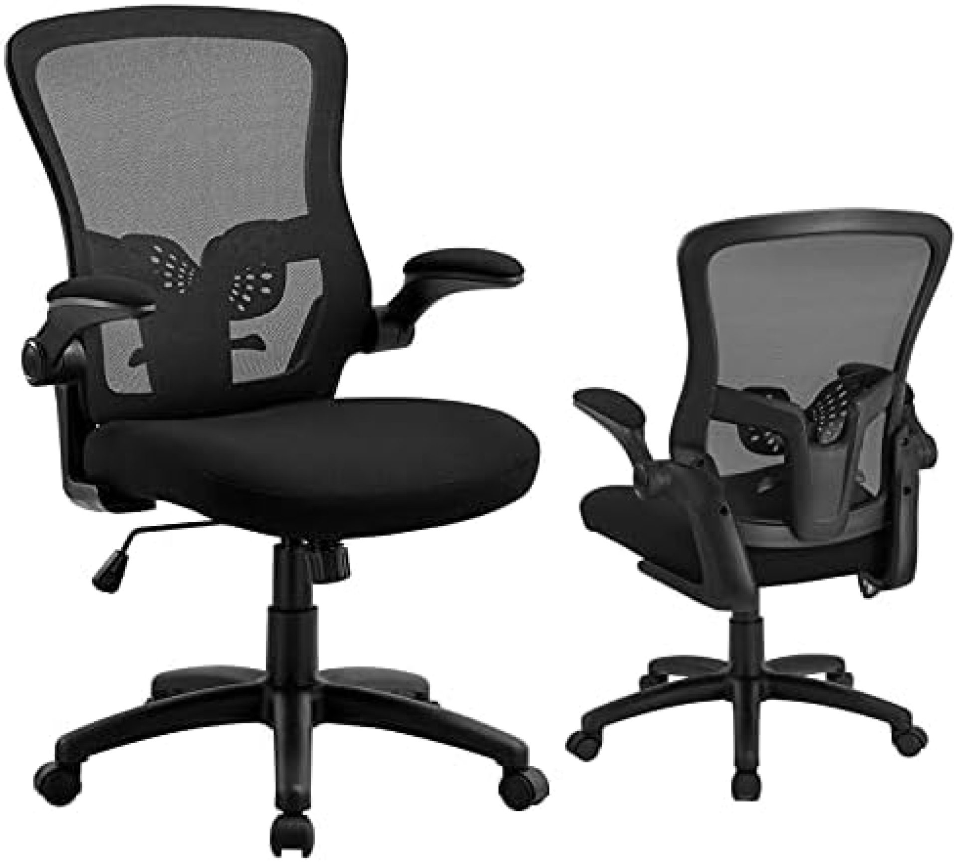 Office Chair Ergonomic Desk Chair – Mesh Adjustable Lumbar Support, Mid-Back Swivel Computer Chair with Flip-up Armrests, Executive Swivel Chair, Load up to 300Lbs, Black Office Chair Ergonomic Desk Chair – Mesh Adjustable Lumbar Support, Mid-Back Swivel Computer Chair with Flip-up Armrests, Executive Swivel Chair, Load up to 300Lbs, Black