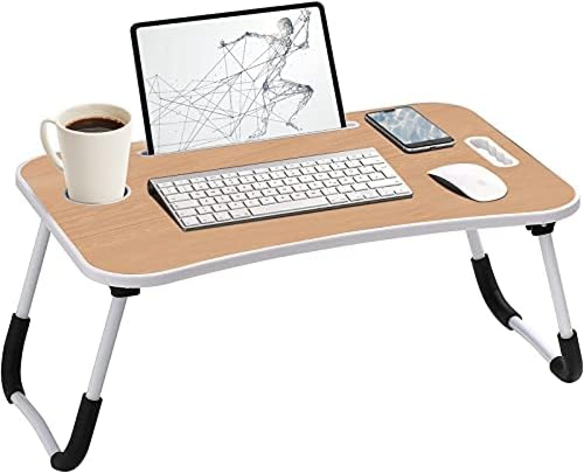 SEGMART Standing Work Table Bed Tray, Couch Tray with iPad Slots/Cup Holder, Foldable Laptop Table for Eating/Working/Reading/ Couch /Bed/Sofa, Desk Accessories-Wooden SEGMART Standing Work Table Bed Tray, Couch Tray with iPad Slots/Cup Holder, Foldable Laptop Table for Eating/Working/Reading/ Couch /Bed/Sofa, Desk Accessories-Wooden