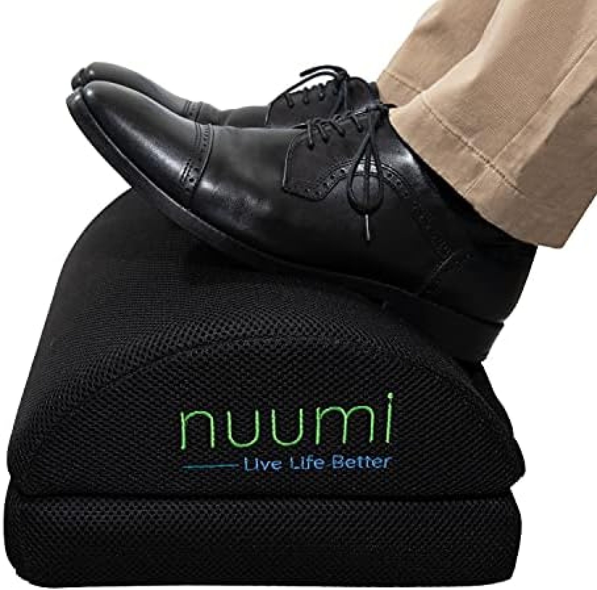 Nuumi Foot Rest for Under Desk at Work, Home or Travel. Ergonomic Memory Foam Foot Pillow with Rocker Function to Improve Circulation. Adjustable for Added Height. Easy Clean Machine Washable Cover Nuumi Foot Rest for Under Desk at Work, Home or Travel. Ergonomic Memory Foam Foot Pillow with Rocker Function to Improve Circulation. Adjustable for Added Height. Easy Clean Machine Washable Cover