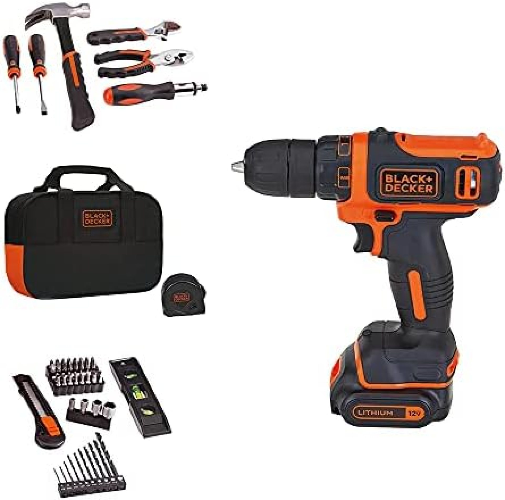 BLACK+DECKER 12V MAX Drill & Home Tool Kit, 60-Piece (BDCDD12PK) BLACK+DECKER 12V MAX Drill & Home Tool Kit, 60-Piece (BDCDD12PK)