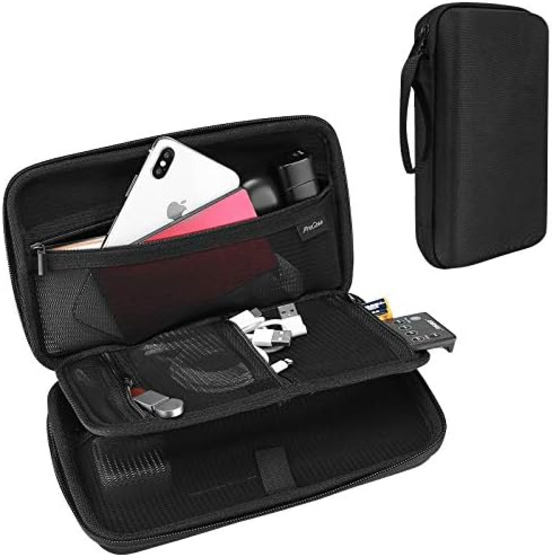 ProCase Hard Travel Tech Organizer Case Bag for Electronics Accessories Charger Cord Portable External Hard Drive USB Cables Power Bank SD Memory Cards Earphone Flash Drive -Black ProCase Hard Travel Tech Organizer Case Bag for Electronics Accessories Charger Cord Portable External Hard Drive USB Cables Power Bank SD Memory Cards Earphone Flash Drive -Black