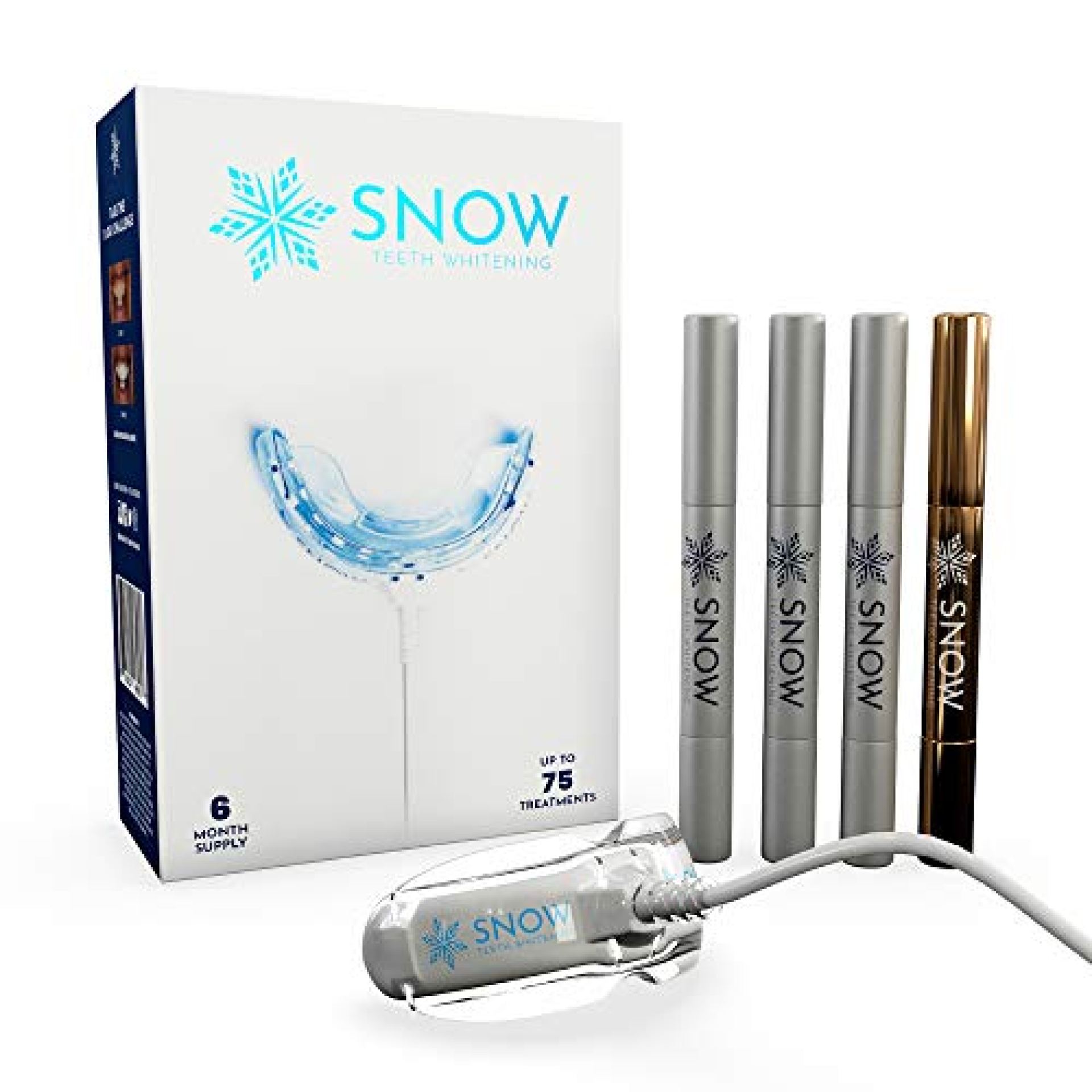 SNOW Teeth Whitening Kit with LED Light | Complete at Home Whitening System – Best Results – Safe for Sensitive Teeth, Braces, Bridges, Crowns, Caps & Veneers SNOW Teeth Whitening Kit with LED Light | Complete at Home Whitening System – Best Results – Safe for Sensitive Teeth, Braces, Bridges, Crowns, Caps & Veneers