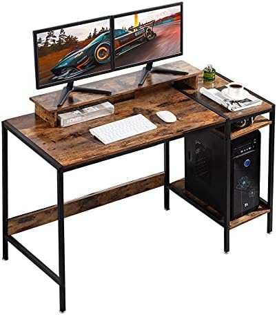 acomfiday Computer Desk with Storage – Corner Table with Shelf, Drawer, Vanity Table, Wood Metal Home Office Desk for Writing, Studying, Working, (Rustic&Black Frame) acomfiday Computer Desk with Storage – Corner Table with Shelf, Drawer, Vanity Table, Wood Metal Home Office Desk for Writing, Studying, Working, (Rustic&Black Frame)