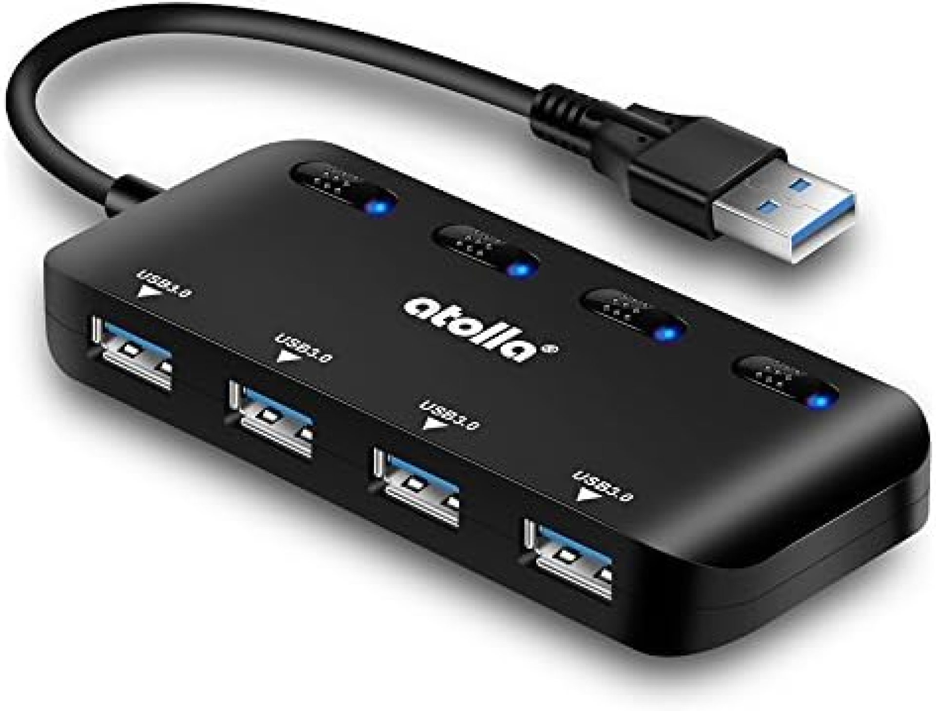 USB 3.0 Hub Splitter – USB Extender 4 Port USB Ultra Slim Data Hub with Individual Power Switch and LED USB 3.0 Hub Splitter – USB Extender 4 Port USB Ultra Slim Data Hub with Individual Power Switch and LED