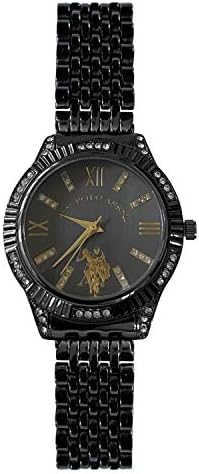 U.S Polo Assn. Women’s Watch – Premium Alloy Women Watch – Elegant Black Design with Gold Details, Crystals, Oversized Golden Logo – Comfortable Foldover Clasp – Analog Quartz Watch U.S Polo Assn. Women’s Watch – Premium Alloy Women Watch – Elegant Black Design with Gold Details, Crystals, Oversized Golden Logo – Comfortable Foldover Clasp – Analog Quartz Watch