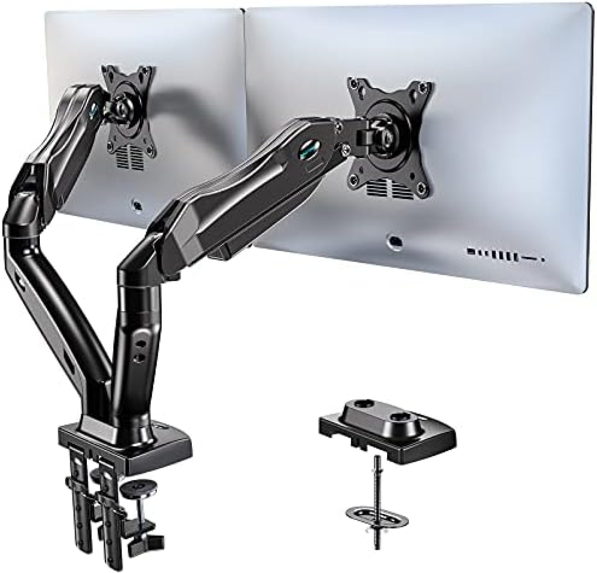 HUANUO Dual Monitor Stand – Adjustable Spring Monitor Desk Mount Swivel Vesa Bracket with C Clamp, Grommet Mounting Base for 17 to 27 Inch Computer Screens – Each Arm Holds 4.4 to 14.3lbs HUANUO Dual Monitor Stand – Adjustable Spring Monitor Desk Mount Swivel Vesa Bracket with C Clamp, Grommet Mounting Base for 17 to 27 Inch Computer Screens – Each Arm Holds 4.4 to 14.3lbs