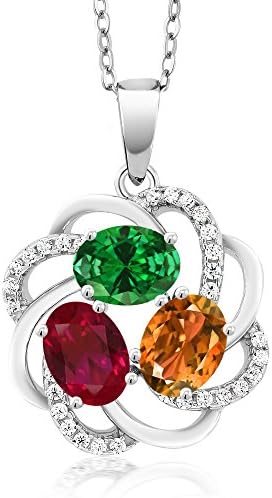 Gem Stone King 925 Sterling Silver Build Your Own Personalized 3 Birthstones Fashion Love Mothers Women’s Flower Blossom Pendant Necklace with 18 Inch Chain Gem Stone King 925 Sterling Silver Build Your Own Personalized 3 Birthstones Fashion Love Mothers Women’s Flower Blossom Pendant Necklace with 18 Inch Chain