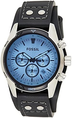 Fossil Men’s Coachman Quartz Stainless Steel and Leather Casual Cuff Watch Fossil Men’s Coachman Quartz Stainless Steel and Leather Casual Cuff Watch