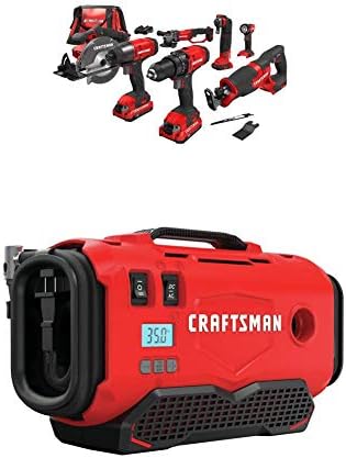 CRAFTSMAN Cordless Drill Combo Kit, 7 Tool & Inflator (CMCK700D2 & CMCE520B) CRAFTSMAN Cordless Drill Combo Kit, 7 Tool & Inflator (CMCK700D2 & CMCE520B)