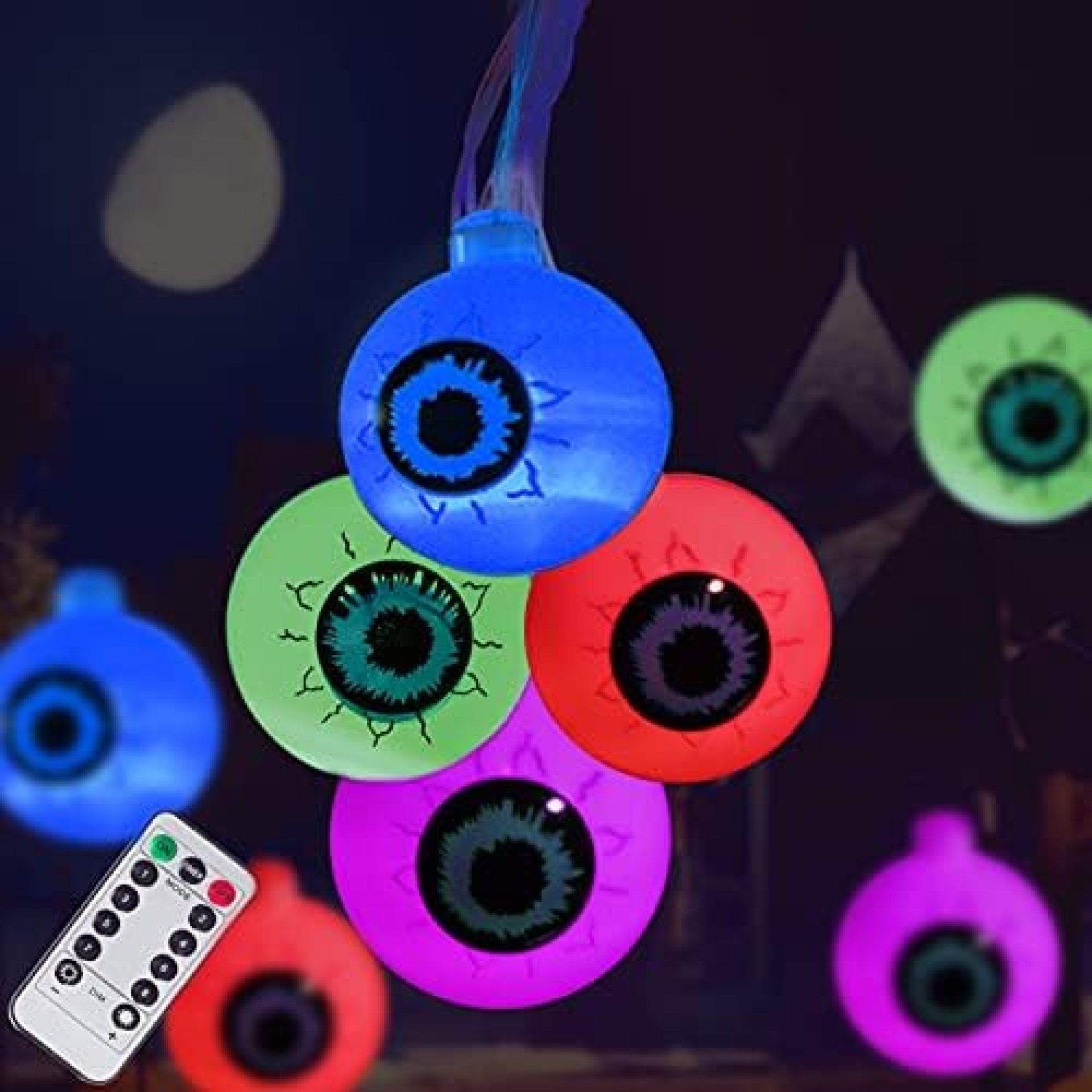 Halloween Eyeball Decoration String Lights 30LED Outdoor and Indoor with Remote Control Waterproof Battery Operated,Haunted Houses Window Tree Party to Create a Halloween Horror Atmosphere Halloween Eyeball Decoration String Lights 30LED Outdoor and Indoor with Remote Control Waterproof Battery Operated,Haunted Houses Window Tree Party to Create a Halloween Horror Atmosphere