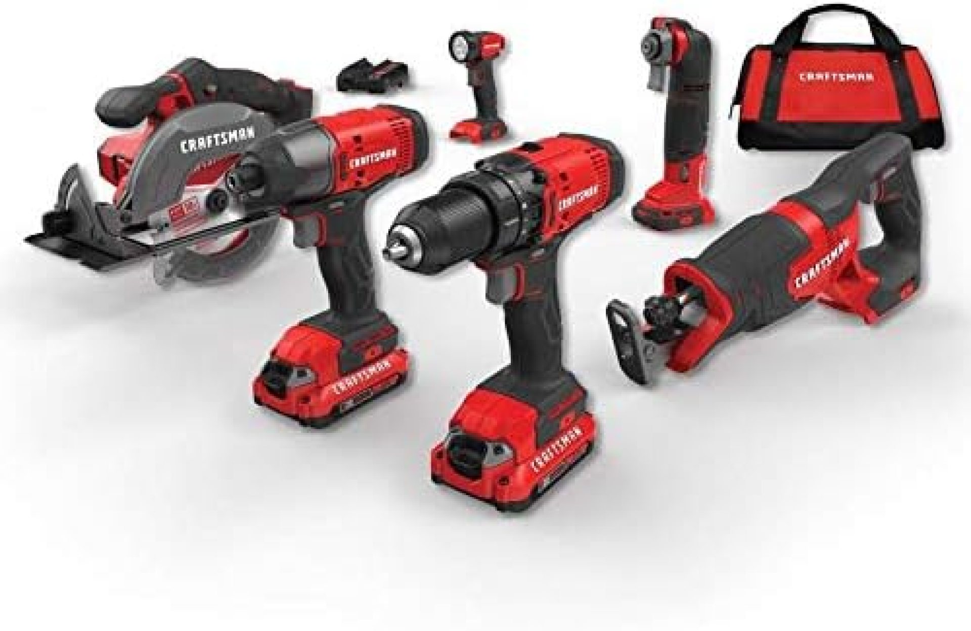 CRAFTSMAN CMCK600D2 V20 6-Tool 20-Volt Max Power Tool Combo Kit with Soft Case (Charger Included and 2-Batteries Included) CRAFTSMAN CMCK600D2 V20 6-Tool 20-Volt Max Power Tool Combo Kit with Soft Case (Charger Included and 2-Batteries Included)