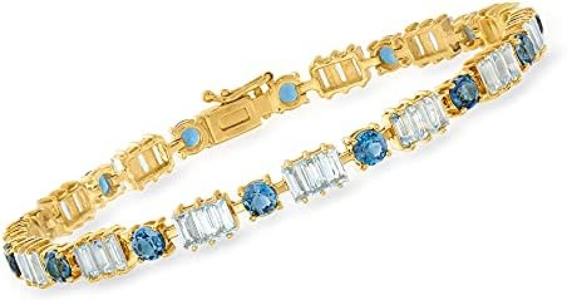 Ross-Simons 10.00 ct. t.w. London and Sky Blue Topaz Bracelet in 18kt Gold Over Sterling Ross-Simons 10.00 ct. t.w. London and Sky Blue Topaz Bracelet in 18kt Gold Over Sterling