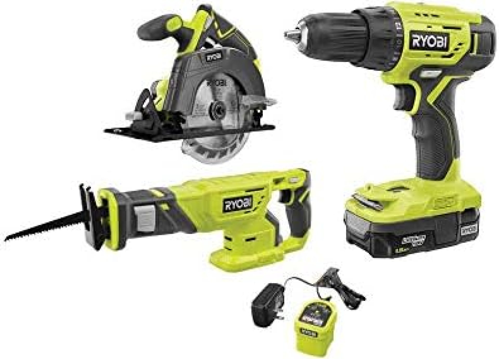 Ryobi 18V ONE+ Lithium-Ion Cordless 3-Tool Combo Kit with (1) 1.5 Ah Battery and Charger Ryobi 18V ONE+ Lithium-Ion Cordless 3-Tool Combo Kit with (1) 1.5 Ah Battery and Charger