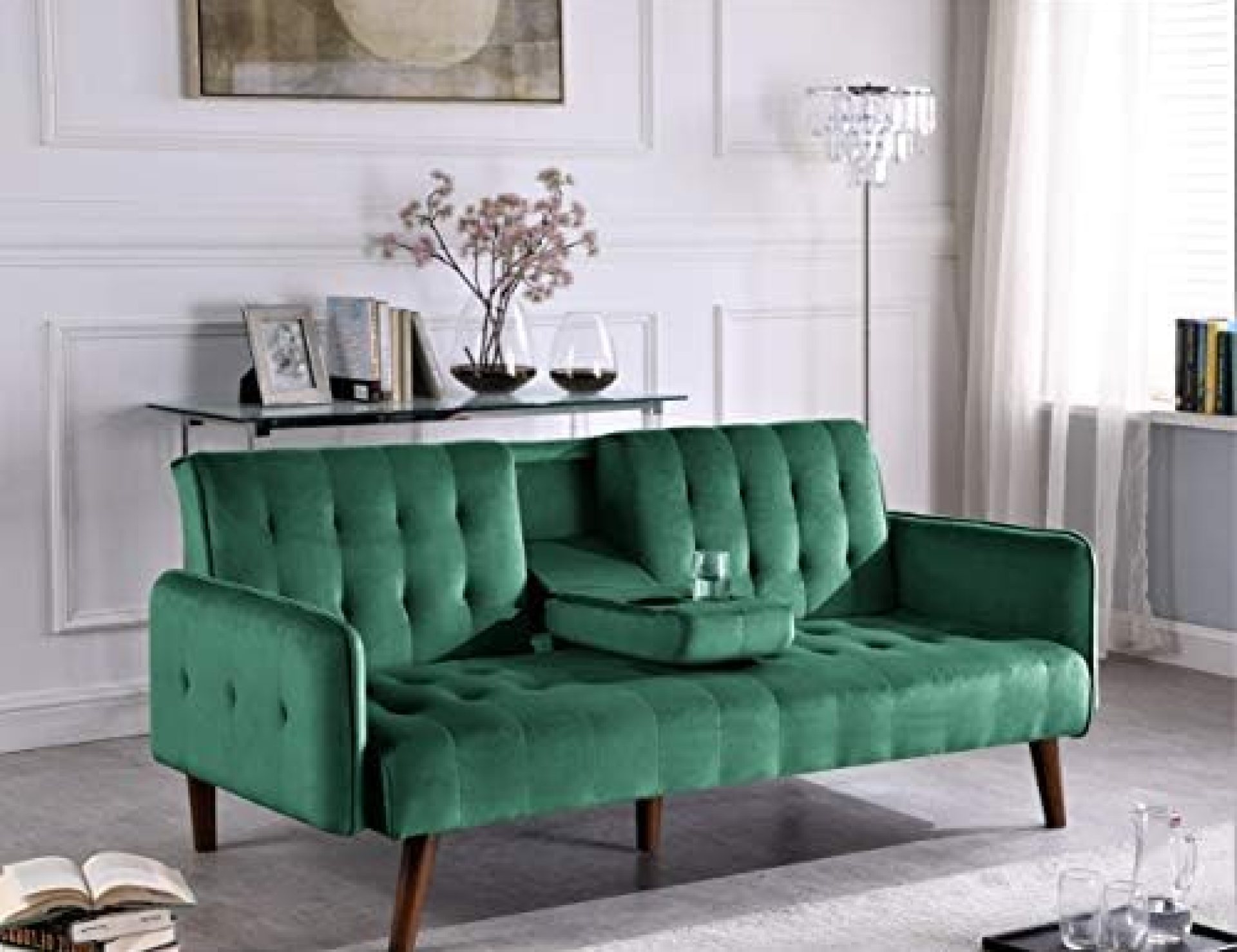 US Pride Furniture SB9056-USP Mid-Century Tufted Design Sofa Bed, Green US Pride Furniture SB9056-USP Mid-Century Tufted Design Sofa Bed, Green