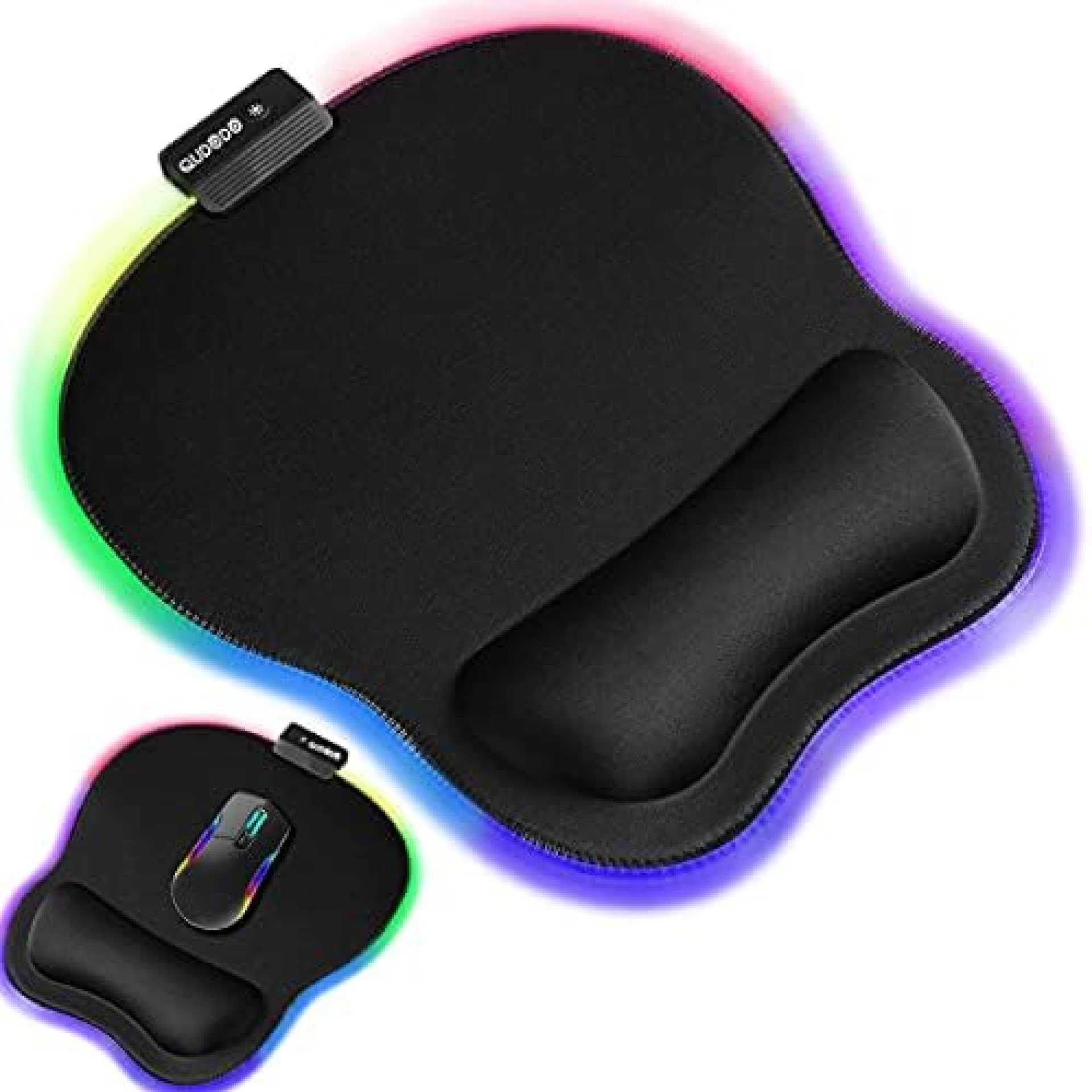 Qudodo RGB Mouse Pad with Wrist Support,Static,Breathing Cycle,Marquee Effect,Memory Foam Wrist Support Pain Relief,Ergonomic Mousepad for Laptop,Mac,Gaming,Office & Home,11.2 x 9.3in(Black) Qudodo RGB Mouse Pad with Wrist Support,Static,Breathing Cycle,Marquee Effect,Memory Foam Wrist Support Pain Relief,Ergonomic Mousepad for Laptop,Mac,Gaming,Office & Home,11.2 x 9.3in(Black)
