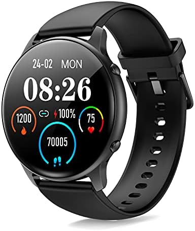 Smart Watches for Women/Men Fitness: 1.28 Inch Full Touch Screen, Activity Tracker Watch Compatible with iOS/Android, IP68 Waterproof Watch for Swimming, Heart Rate Monitor & Blood Oxygen, Black Smart Watches for Women/Men Fitness: 1.28 Inch Full Touch Screen, Activity Tracker Watch Compatible with iOS/Android, IP68 Waterproof Watch for Swimming, Heart Rate Monitor & Blood Oxygen, Black