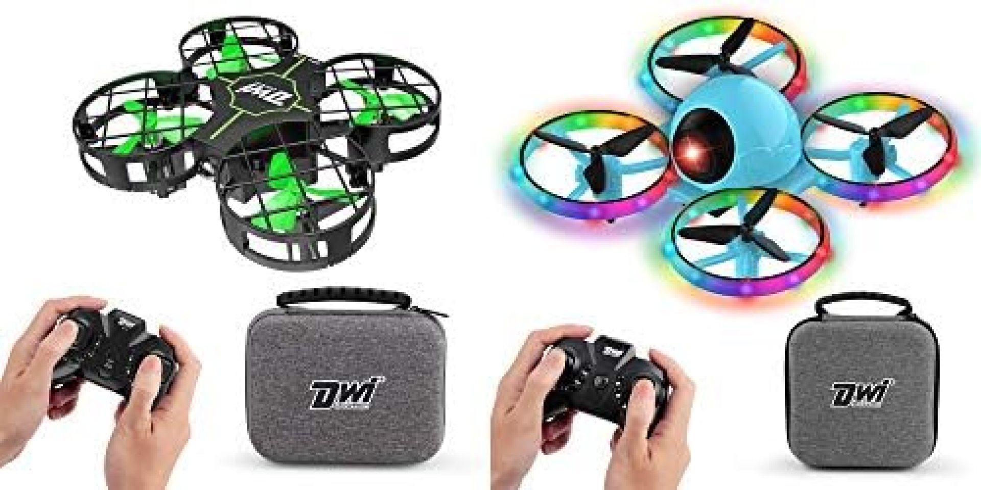 Dwi Dowellin D2 Crash Proof Drone for Kids, Black + D10 Long Flight Time Drone for Kids with Blinking Light, Blue Dwi Dowellin D2 Crash Proof Drone for Kids, Black + D10 Long Flight Time Drone for Kids with Blinking Light, Blue