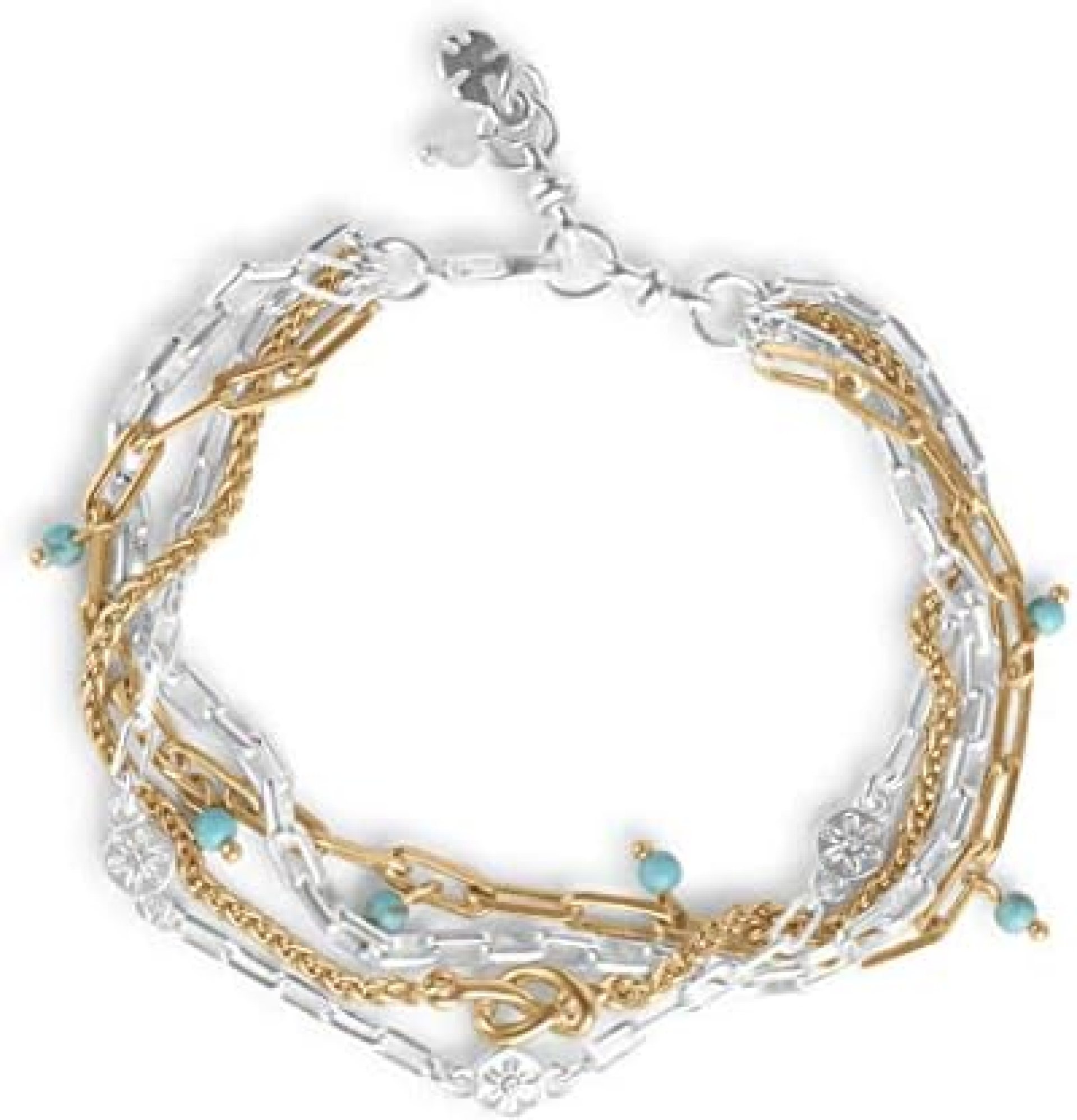 Lucky Brand Turquoise Beaded Layer Bracelet, Two Tone Lucky Brand Turquoise Beaded Layer Bracelet, Two Tone