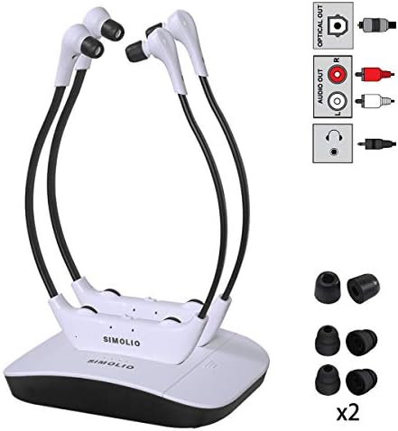 SIMOLIO Digital 2.4GHz Dual Wireless TV Headphones with Spare Battery for Hearing Impaired and Seniors, Tone and Balance Control, Personal Sound Amplifier, 100 ft Work Range, No Audio Delay, SM-824D2 SIMOLIO Digital 2.4GHz Dual Wireless TV Headphones with Spare Battery for Hearing Impaired and Seniors, Tone and Balance Control, Personal Sound Amplifier, 100 ft Work Range, No Audio Delay, SM-824D2