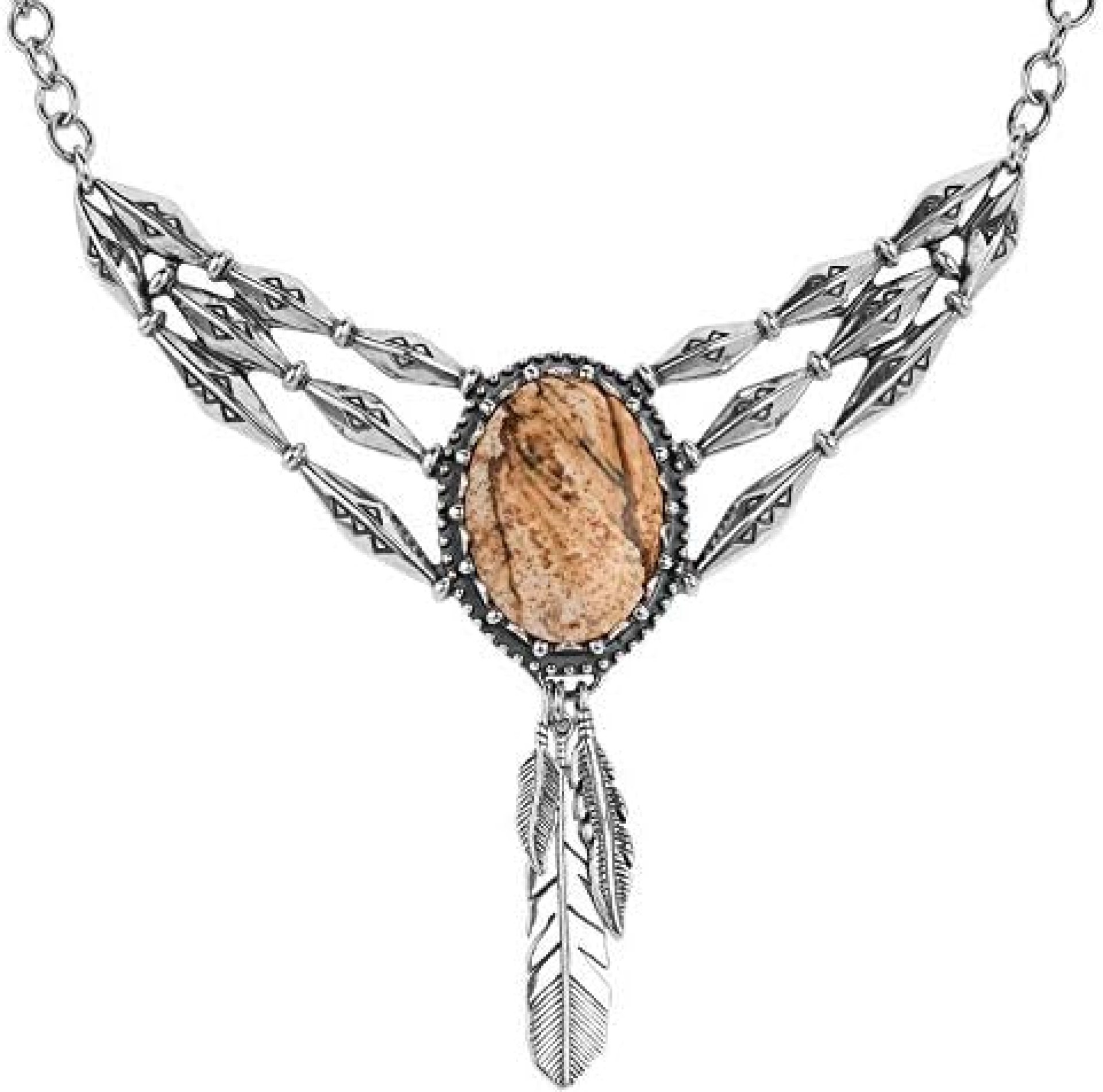 American West Sterling Choice of Gemstone Plaque with Feather Dangles Necklace 17 Inch American West Sterling Choice of Gemstone Plaque with Feather Dangles Necklace 17 Inch