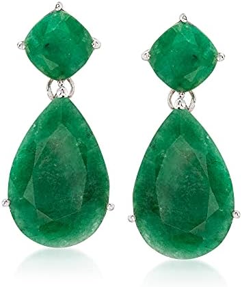 Ross-Simons 19.20 ct. t.w. Emerald Drop Earrings in Sterling Silver Ross-Simons 19.20 ct. t.w. Emerald Drop Earrings in Sterling Silver