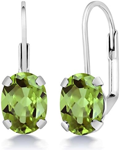 Gem Stone King 925 Sterling Silver Green Peridot Women’s Earrings (2.66 Cttw Gemstone Birthstone Oval 8X6MM) Gem Stone King 925 Sterling Silver Green Peridot Women’s Earrings (2.66 Cttw Gemstone Birthstone Oval 8X6MM)