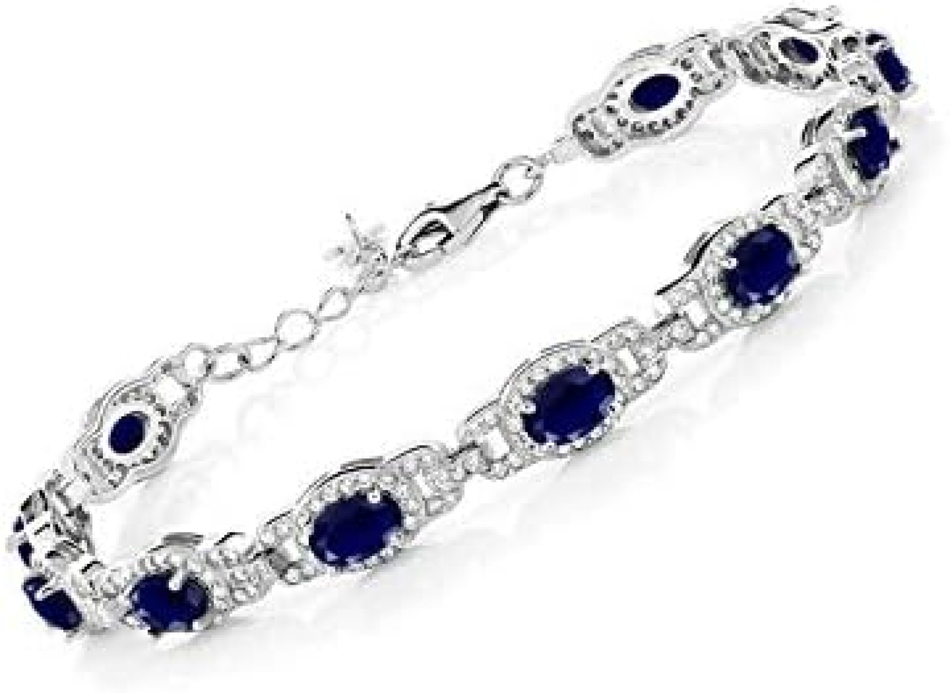 Gem Stone King 925 Sterling Silver Blue Sapphire Women’s Tennis Bracelet, 9.71 Cttw, Gemstone Birthstone, 7 Inch with 1 Inch Extender Gem Stone King 925 Sterling Silver Blue Sapphire Women’s Tennis Bracelet, 9.71 Cttw, Gemstone Birthstone, 7 Inch with 1 Inch Extender