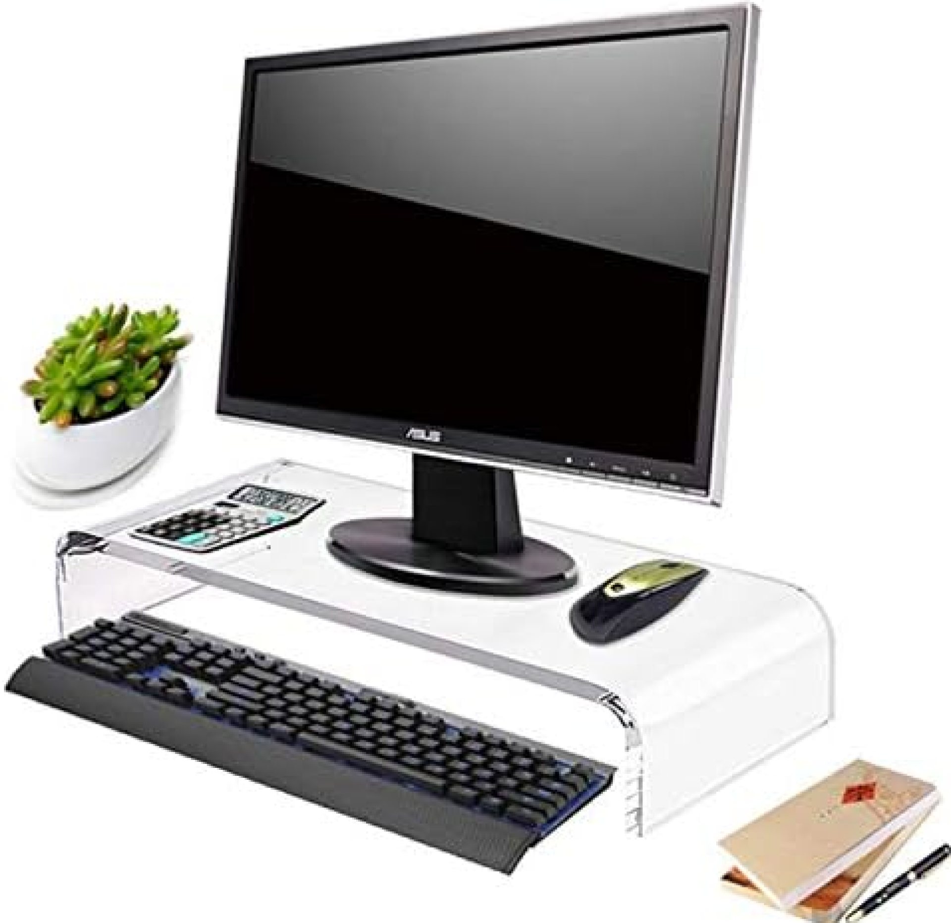Clear Acrylic Computer Monitor Stand Holder, Heavy Duty Monitor Riser for Office Home Desktop Corner, Free Standing Lucite Monitor Stands for Laptop Screen Tablet TV Lcd, Desk Riser Leg Lift Clear Acrylic Computer Monitor Stand Holder, Heavy Duty Monitor Riser for Office Home Desktop Corner, Free Standing Lucite Monitor Stands for Laptop Screen Tablet TV Lcd, Desk Riser Leg Lift