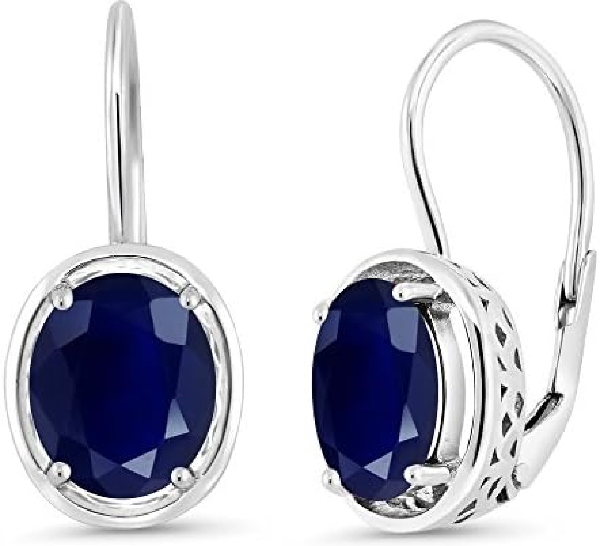 Gem Stone King 925 Sterling Silver Blue Sapphire Dangle Earrings 5.00 Cttw Gemstone Birthstone Oval 9X7MM Gem Stone King 925 Sterling Silver Blue Sapphire Dangle Earrings 5.00 Cttw Gemstone Birthstone Oval 9X7MM