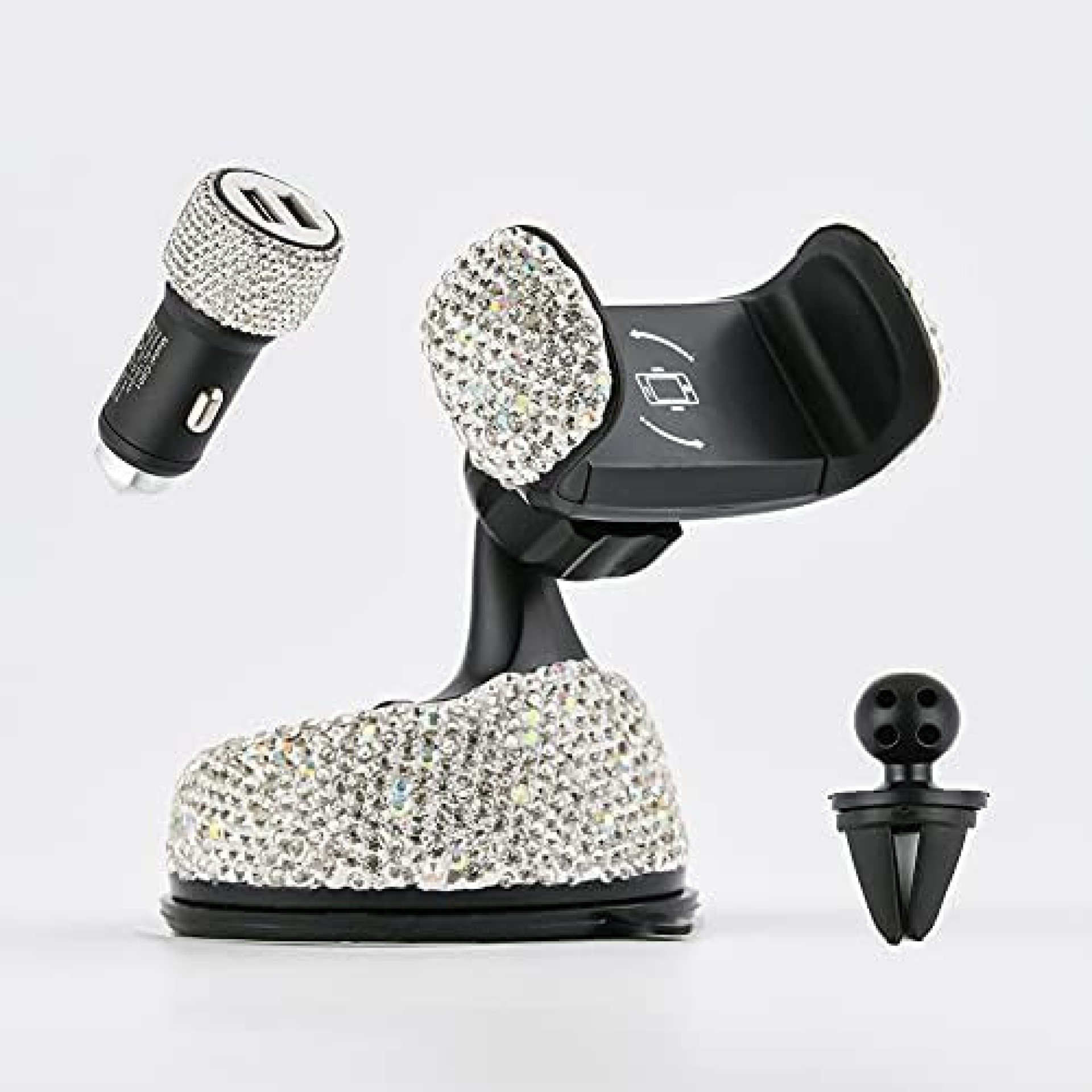 Vallycomfy Bling Phone Holder for Car Come with Air Vent Base & Car Charger Bling Crystal Universal Car Phone Holder Mount for Dashboard,Windshield and Air Vent Vallycomfy Bling Phone Holder for Car Come with Air Vent Base & Car Charger Bling Crystal Universal Car Phone Holder Mount for Dashboard,Windshield and Air Vent
