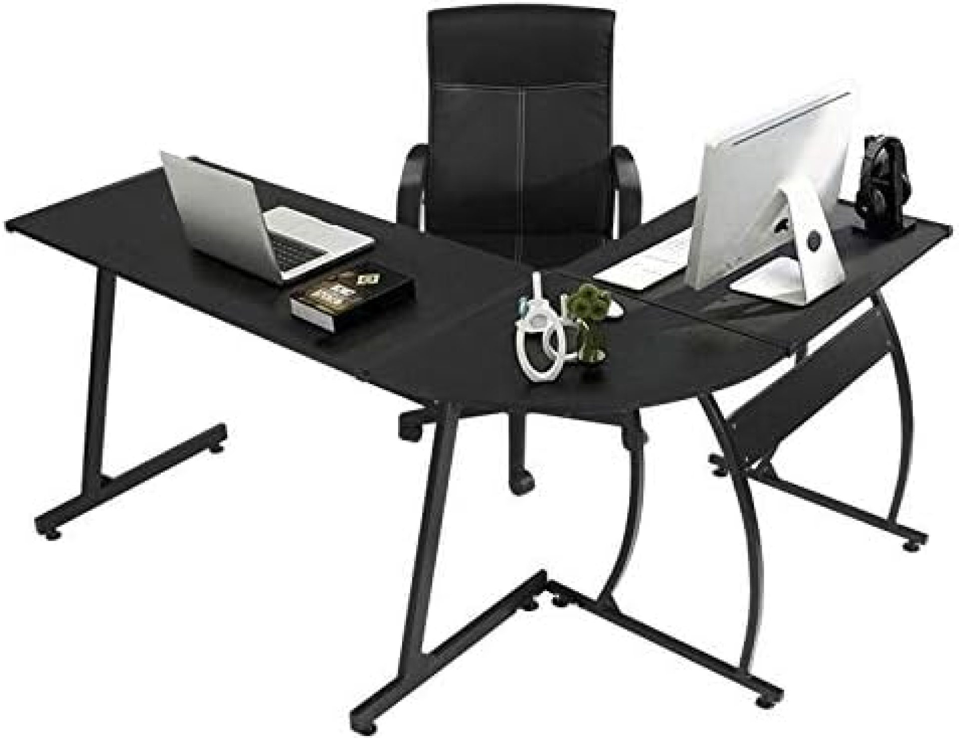 GreenForest L Shaped Office Desk 58.1″ Home Corner Gaming Desk Writing Studying Computer Table PC Workstation for Home Office Bedroom, Black GreenForest L Shaped Office Desk 58.1″ Home Corner Gaming Desk Writing Studying Computer Table PC Workstation for Home Office Bedroom, Black