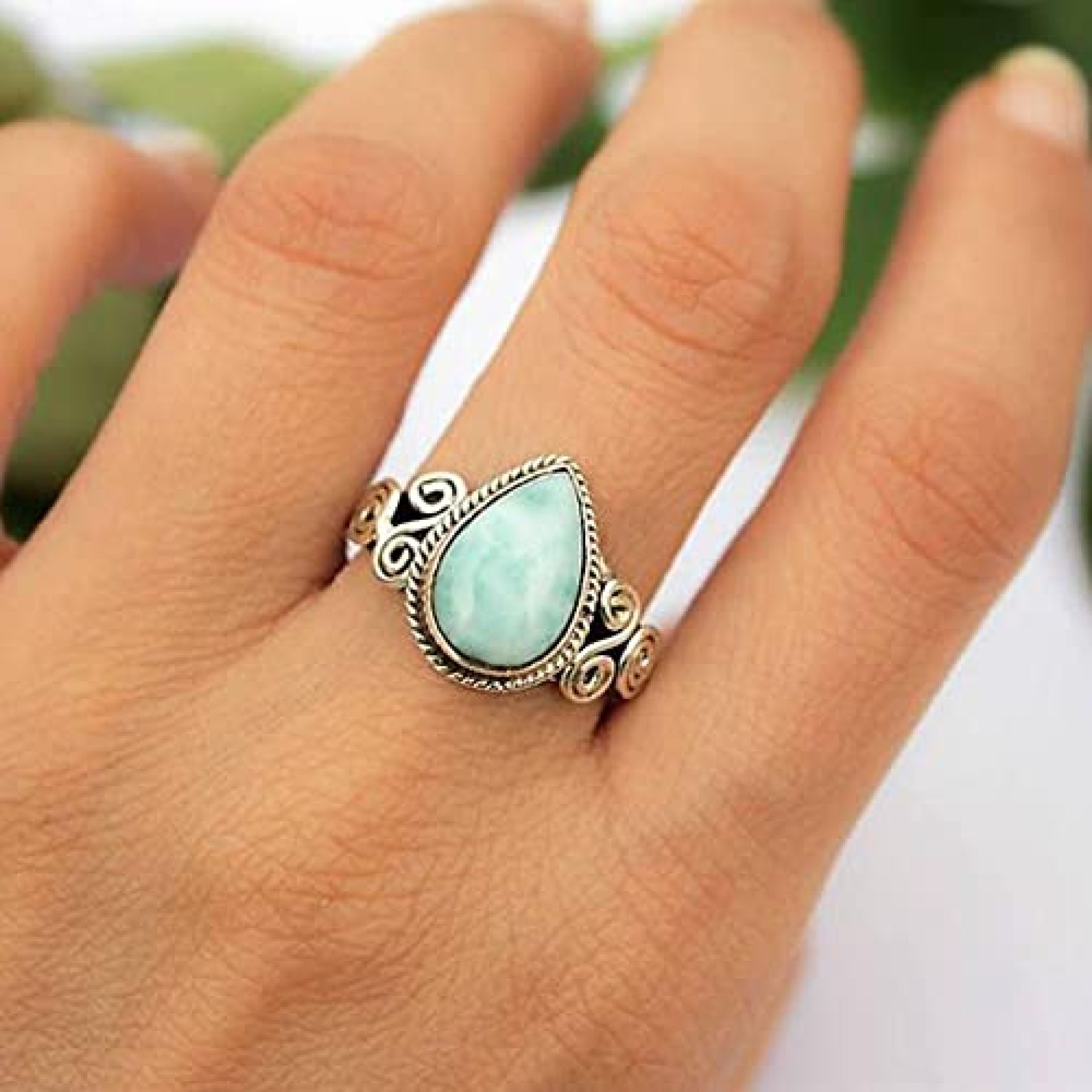 Larimar Ring, 925 Silver Ring, Handmade Ring, Gemstone Ring, Larimar Jewelry, Boho Ring, Silver Band, Designer Band, Gift For Her (Jack Purcell, Design E, 8) Larimar Ring, 925 Silver Ring, Handmade Ring, Gemstone Ring, Larimar Jewelry, Boho Ring, Silver Band, Designer Band, Gift For Her (Jack Purcell, Design E, 8)