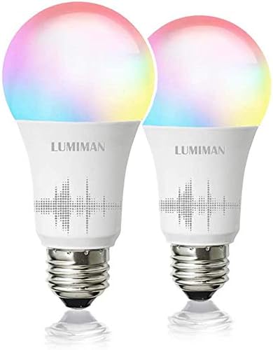 Smart WiFi Light Bulb, LED RGBCW Color Changing, Works with Alexa and Google Home Assistant, No Hub Required, A19 E26 Multicolor LUMIMAN 2 Pack Smart WiFi Light Bulb, LED RGBCW Color Changing, Works with Alexa and Google Home Assistant, No Hub Required, A19 E26 Multicolor LUMIMAN 2 Pack
