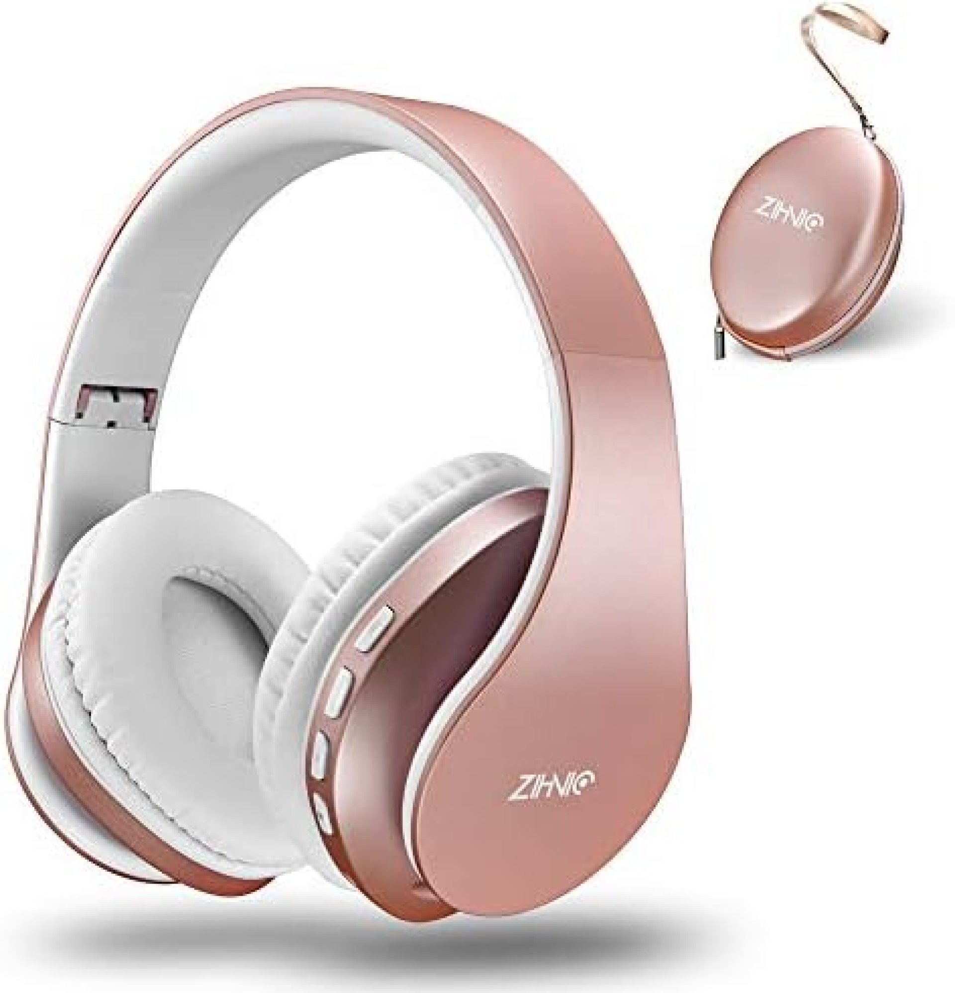 Bluetooth Headphones Over-Ear, Zihnic Foldable Wireless and Wired Stereo Headset Micro SD/TF, FM for Cell Phone,PC,Soft Earmuffs &Light Weight for Prolonged Waring(Rose Gold) Bluetooth Headphones Over-Ear, Zihnic Foldable Wireless and Wired Stereo Headset Micro SD/TF, FM for Cell Phone,PC,Soft Earmuffs &Light Weight for Prolonged Waring(Rose Gold)