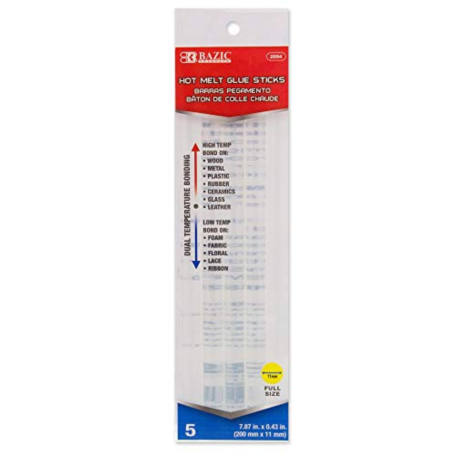 BAZIC Hot Melt Glue Sticks Dual Temp Full Size 7.87″ x 0.43″, All Purpose Industrial Glue Stick, Quick Repair Home Improvement Crafts (5/Pack), 1-Pack BAZIC Hot Melt Glue Sticks Dual Temp Full Size 7.87″ x 0.43″, All Purpose Industrial Glue Stick, Quick Repair Home Improvement Crafts (5/Pack), 1-Pack
