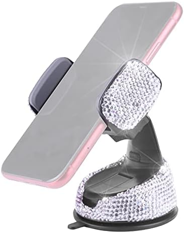 Amiss Universal Bling Cell Phone Holder, 360°Adjustable Car Phone Mount with One More Air Vent Base, Crystal Car Interior Decoration, for Windshield, Dashboard and Air Vent (White) Amiss Universal Bling Cell Phone Holder, 360°Adjustable Car Phone Mount with One More Air Vent Base, Crystal Car Interior Decoration, for Windshield, Dashboard and Air Vent (White)