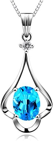 HXZZ Fine Jewelry Natural Gemstone Women Gifts 925 Sterling Silver Swiss Blue Topaz Pendant Necklace HXZZ Fine Jewelry Natural Gemstone Women Gifts 925 Sterling Silver Swiss Blue Topaz Pendant Necklace