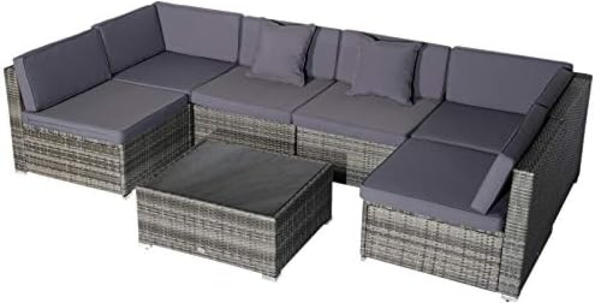 Outsunny 7-Piece Outdoor Patio Furniture Set with Modern Rattan Wicker, Perfect for Garden, Deck, and Backyard, Grey Outsunny 7-Piece Outdoor Patio Furniture Set with Modern Rattan Wicker, Perfect for Garden, Deck, and Backyard, Grey