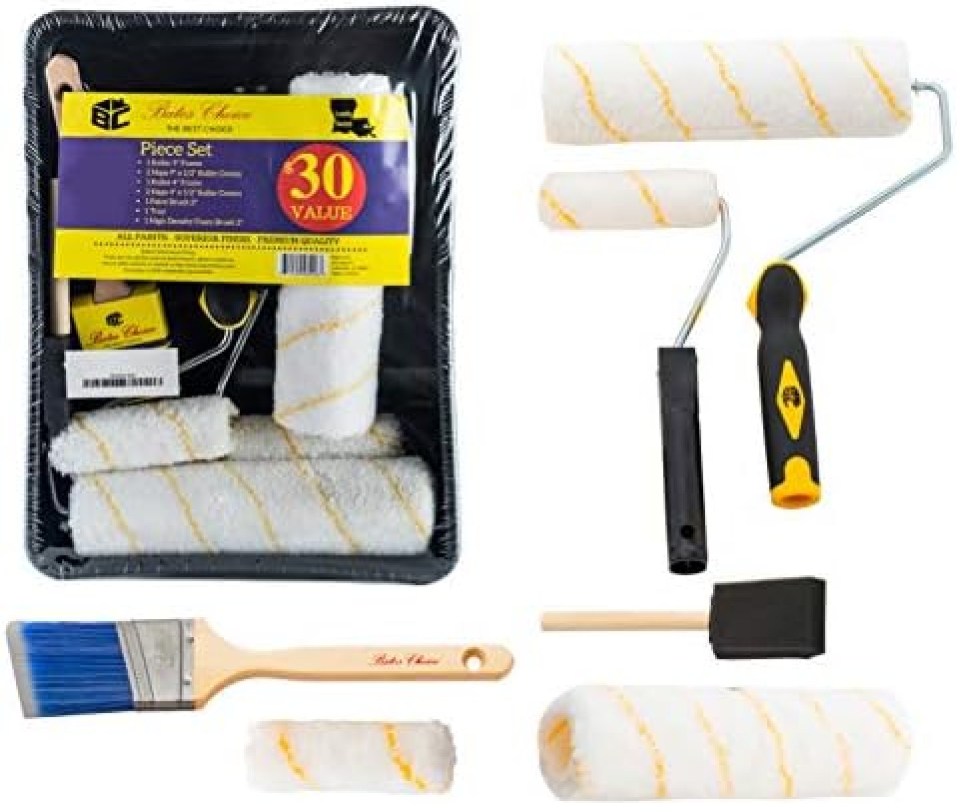 Bates Paint Roller – Paint Brush, Paint Tray, Roller Paint Brush, 11 Piece Home Painting Supplies, Foam Brush, House Painting Tray, Painting Tools, Roller and Paint Brushes, Interior Paint Brushes Bates Paint Roller – Paint Brush, Paint Tray, Roller Paint Brush, 11 Piece Home Painting Supplies, Foam Brush, House Painting Tray, Painting Tools, Roller and Paint Brushes, Interior Paint Brushes