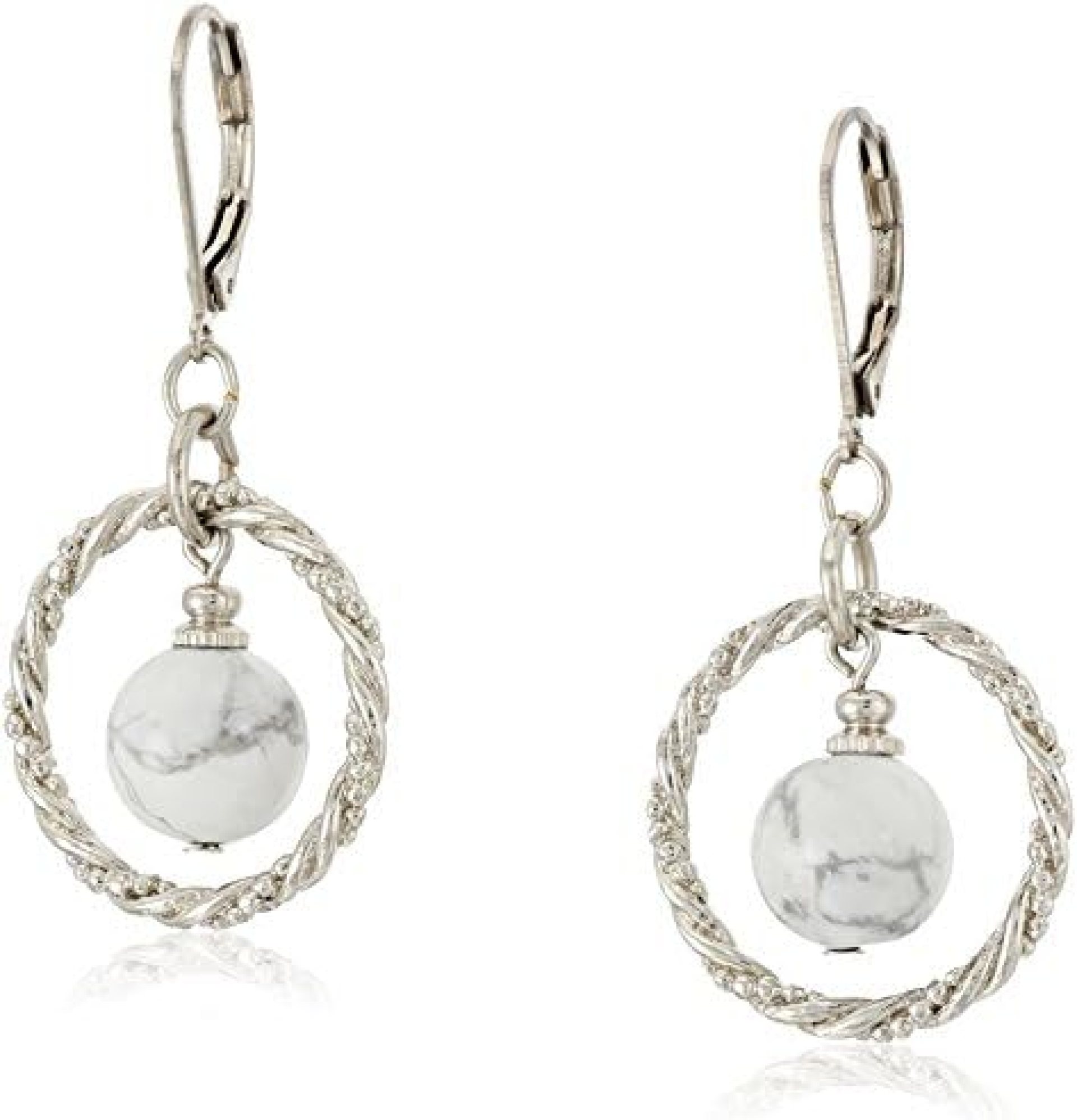 1928 jewelry silver tone genuine semi precious gemstone round stone hoop earrings 1928 jewelry silver tone genuine semi precious gemstone round stone hoop earrings