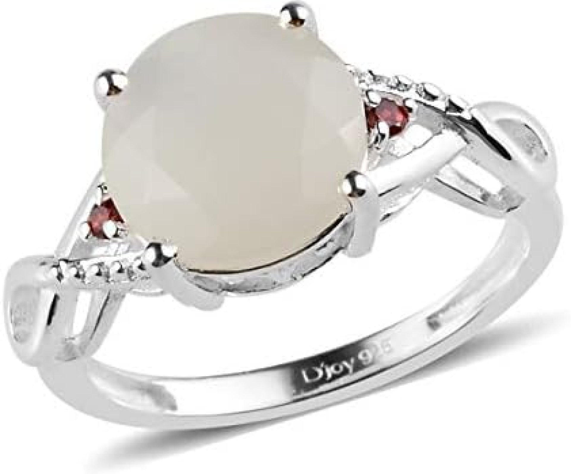 Shop LC 925 Sterling Silver White Moonstone Crystal Cubic Zirconia CZ Garnet Cute Statement Ring for Women Gifts Ct 1.9 Shop LC 925 Sterling Silver White Moonstone Crystal Cubic Zirconia CZ Garnet Cute Statement Ring for Women Gifts Ct 1.9