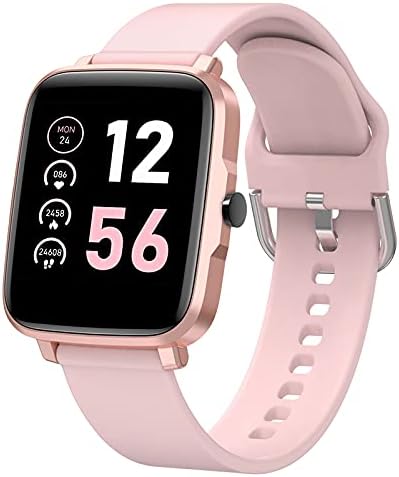 Smart Watches for Women, Android Fitness Watch with Blood Pressure and Heart Rate Monitor, Temperature, Menstrual Tracker, DIY Faces, 11 Sports, Weather, Notifications, Square, Rose Gold and Pink Smart Watches for Women, Android Fitness Watch with Blood Pressure and Heart Rate Monitor, Temperature, Menstrual Tracker, DIY Faces, 11 Sports, Weather, Notifications, Square, Rose Gold and Pink